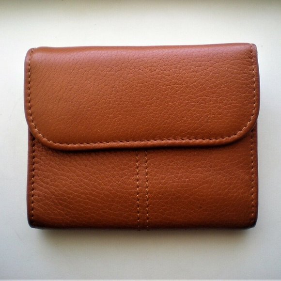 COACH Handbags - Coach Genuine Brown Leather Trifold Snap Wallet Purse Bag